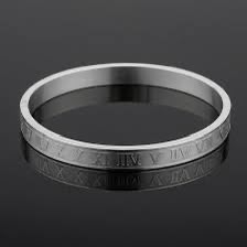 Men's Stainless Steel Roman Numeral Bracelet | Premium Black & Silver Kada