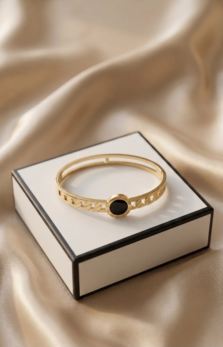 Luxury Gold Stainless Steel Ladies Bracelet | Anti-Tarnish Elegant Cuff Bracelet for Women
