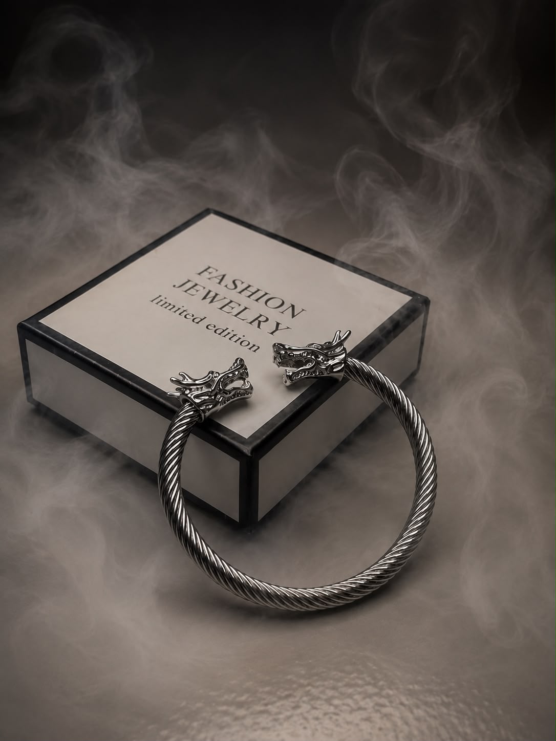 Men's Dragon Head Stainless Steel Kara Bracelet | Premium Twisted Cable Kada