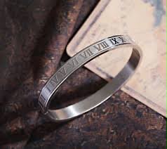 Men's Stainless Steel Roman Numeral Bracelet | Premium Black & Silver Kada