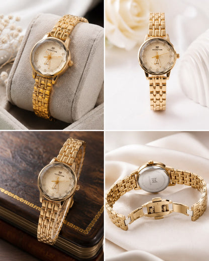 Golden Colour Stainless Steel Ladies Watch | Elegant & Premium Design