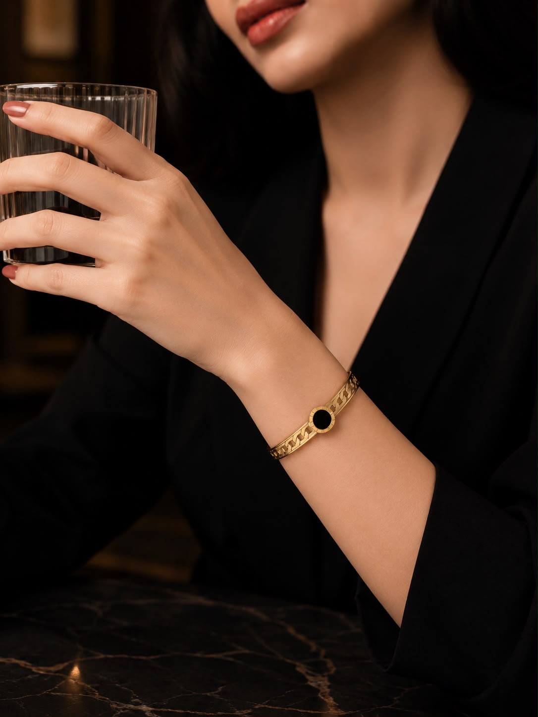 Luxury Gold Stainless Steel Ladies Bracelet | Anti-Tarnish Elegant Cuff Bracelet for Women