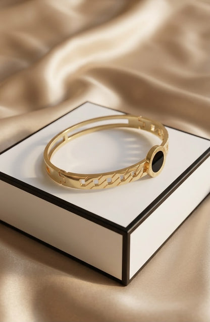 Luxury Gold Stainless Steel Ladies Bracelet | Anti-Tarnish Elegant Cuff Bracelet for Women