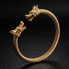 Men's Dragon Head Stainless Steel Kara Bracelet | Premium Twisted Cable Kada