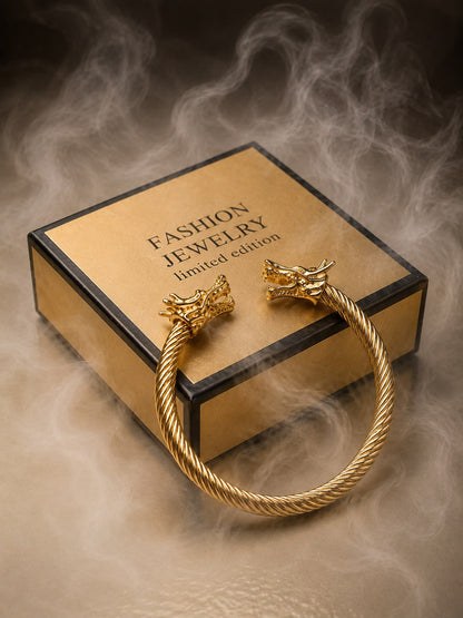 Men's Dragon Head Stainless Steel Kara Bracelet | Premium Twisted Cable Kada