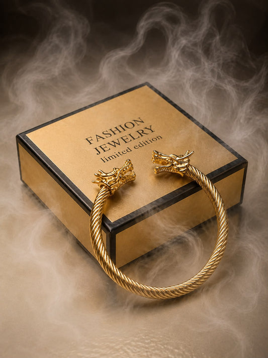 Men's Dragon Head Stainless Steel Kara Bracelet | Premium Twisted Cable Kada