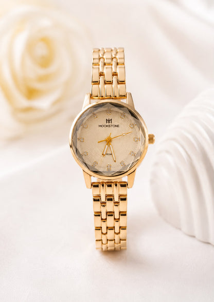 Golden Colour Stainless Steel Ladies Watch | Elegant & Premium Design