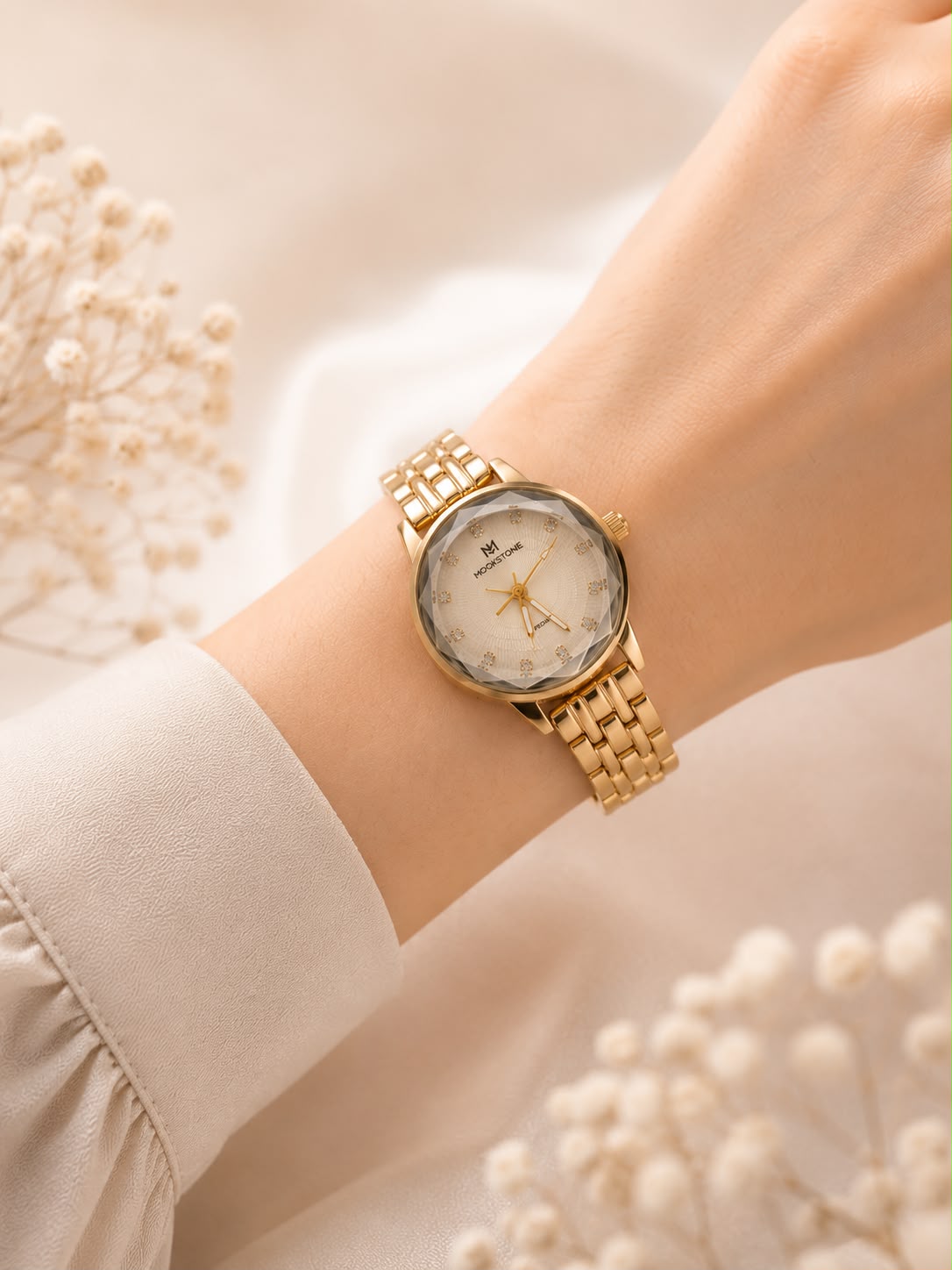Golden Colour Stainless Steel Ladies Watch | Elegant & Premium Design