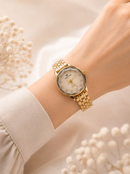 Golden Colour Stainless Steel Ladies Watch | Elegant & Premium Design