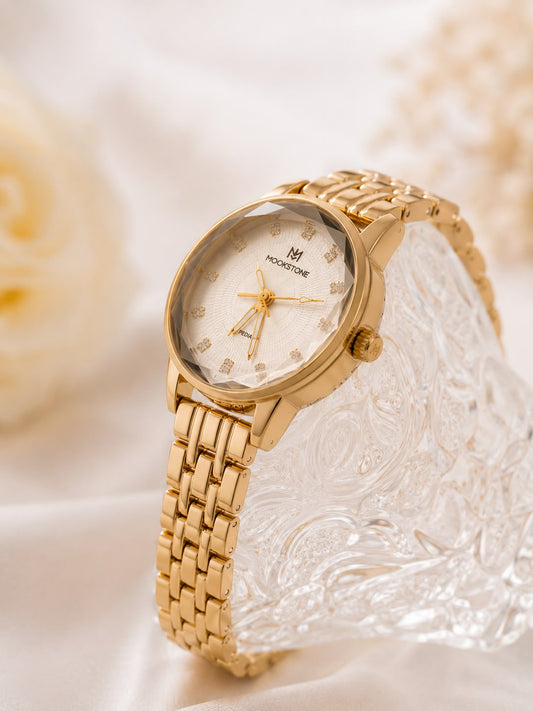 Golden Colour Stainless Steel Ladies Watch | Elegant & Premium Design
